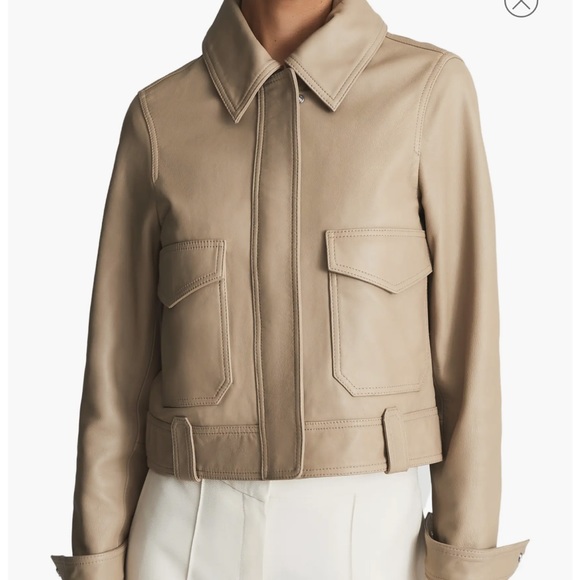 Reiss Jackets & Blazers - Reiss Kaja Leather Jacket in Neutral size 8 NWT